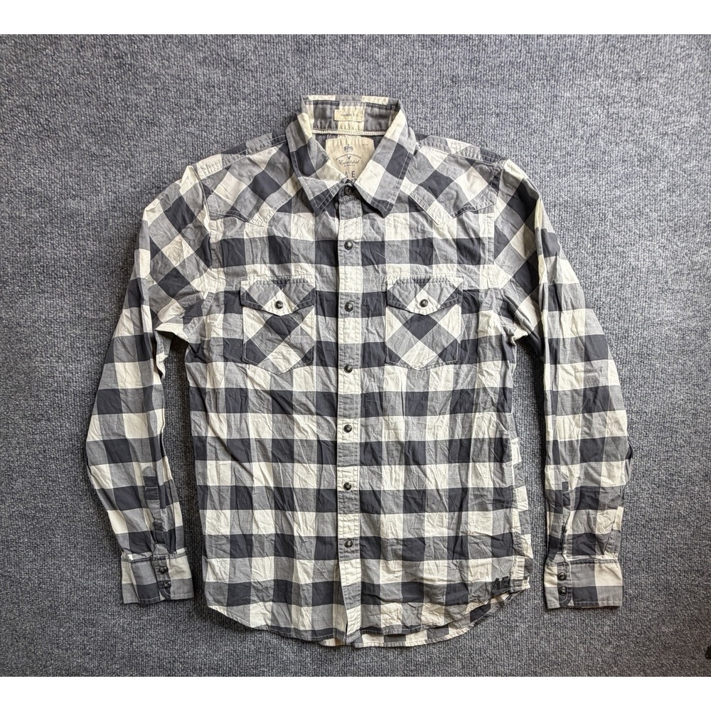 American Eagle Outfitters Men's Long Sleeve Snap Pearl‎ Shirt Medium Flannel